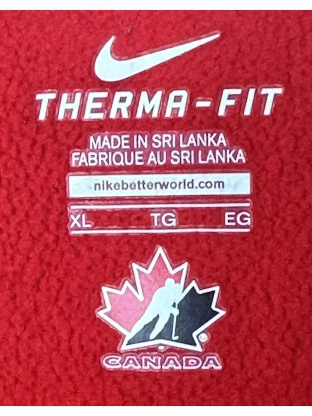 Nike Team Canada Hockey Hoodie Mens XL Therma-FIT Full Zip 100 Years Olympic Red